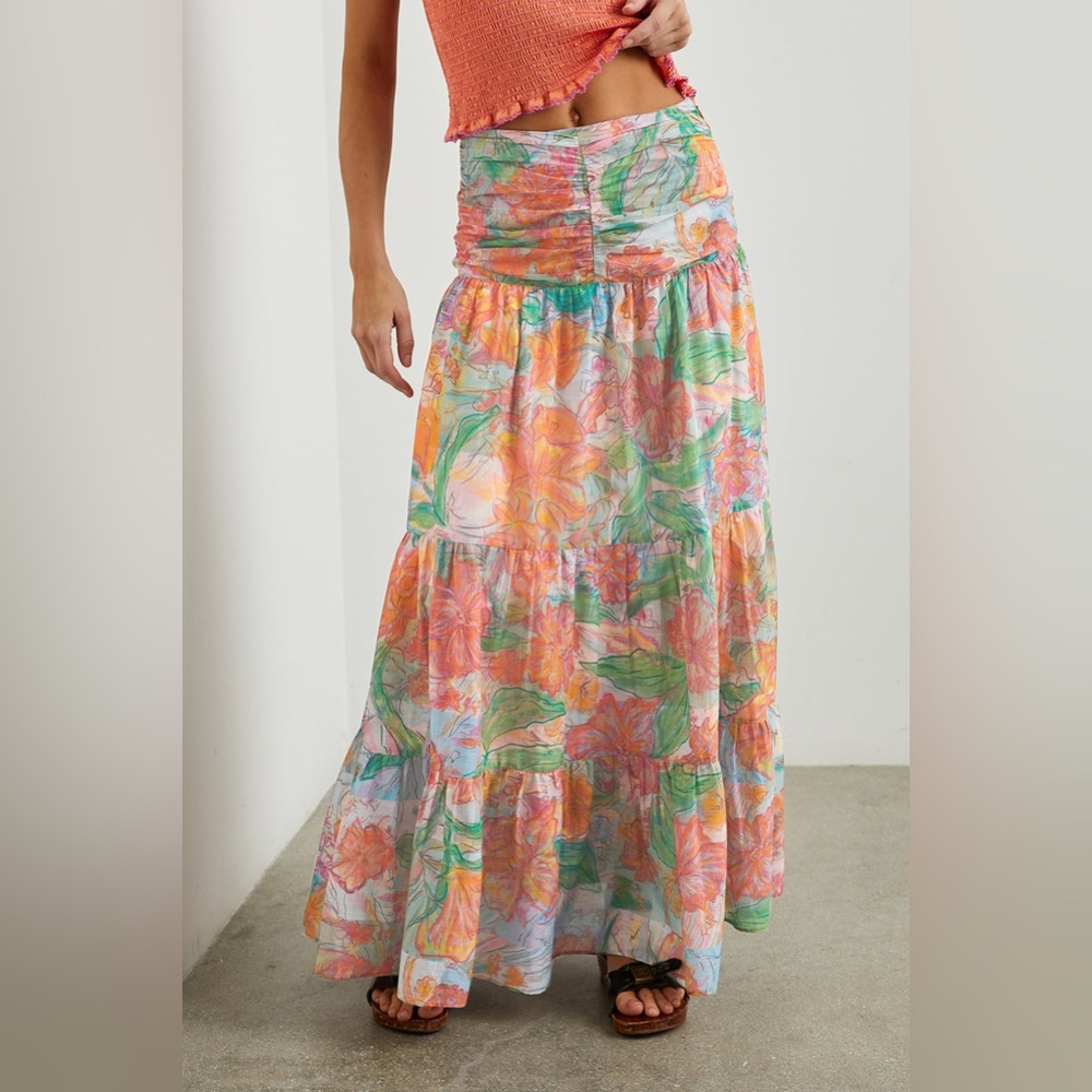Rails Floral Maxi Skirt in Orange and Green